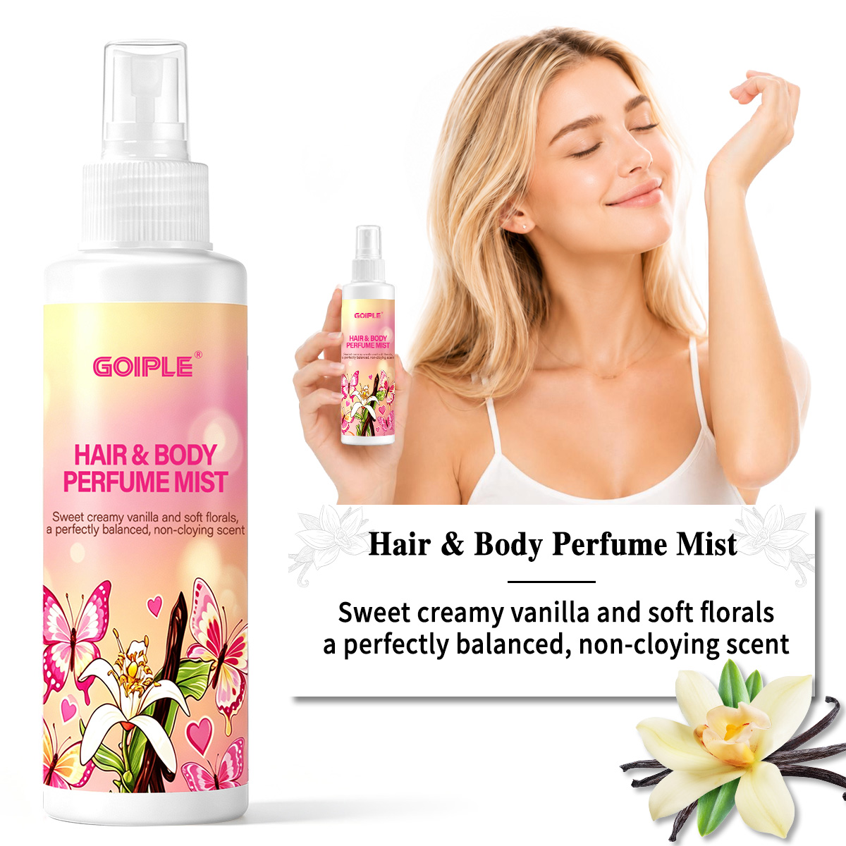 Perfume Fragrance Mist - สเปรย์น้ำหอมสำหรับผมและผิวกาย กลิ่นหอมติดทนนาน เนื้อบางเบาเหมือนผิว ช่วยเพิ่มความเงางามให้เส้นผม กลิ่นหอมธรรมชาติ พกพาสะดวก