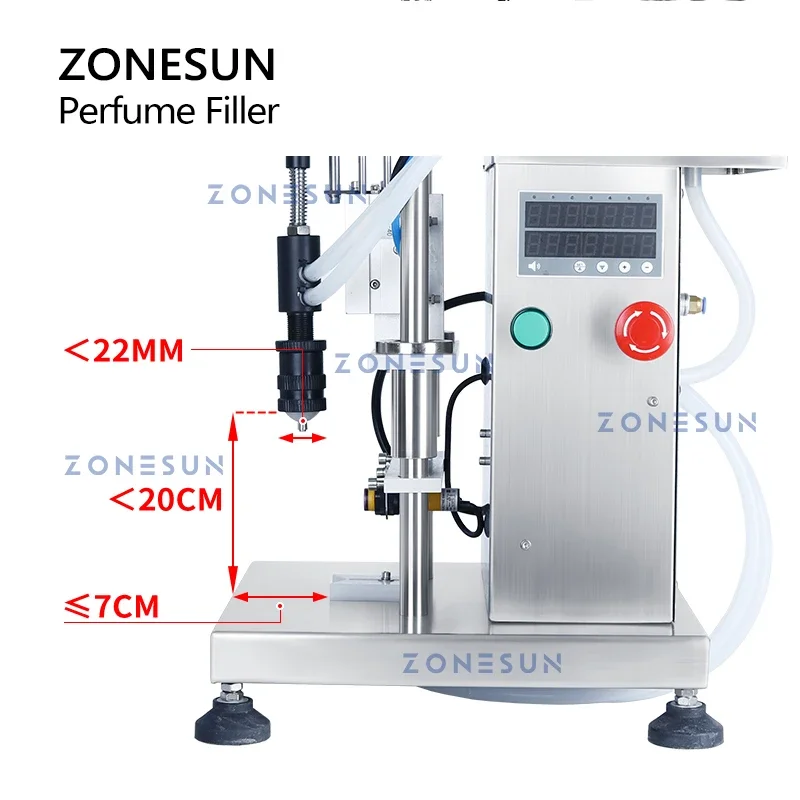 Perfume Fragrance Bottle - เครื่องบรรจุน้ำหอมแบบสุญญากาศระบบลม ZONESUN ZS-YTZL500S หัวเดียว สำหรับบรรจุขวดน้ำหอมและของเหลว
