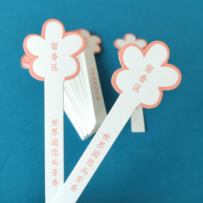 Perfume Fragrance Tester - แถบทดสอบน้ำหอมรูปดอกไม้ 10 แผ่น พร้อมพื้นที่เขียนว่างเปล่า กระดาษทดสอบกลิ่นแบบพกพา สำหรับร้านค้า