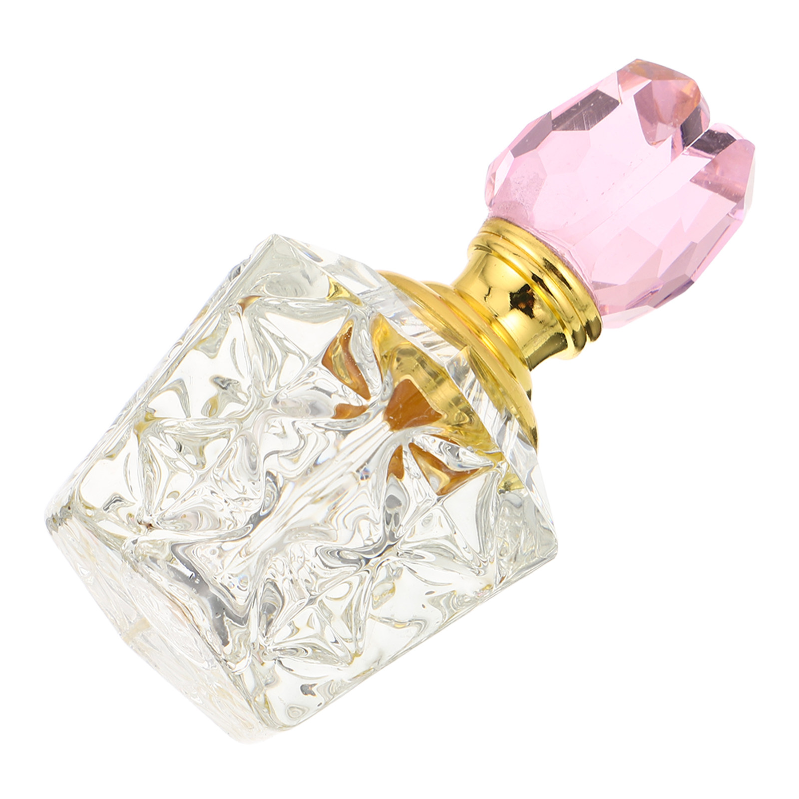 Perfume Fragrance Bottle - ขวดน้ำหอมคริสตัลเปล่าแบบเติมได้ ฝาปิดรูปดอกกุหลาบคริสตัลเทียม ขวดน้ำมันหอมระเหยขนาดเล็ก ของตกแต่งโต๊ะเครื่องแป้ง ที่จ่ายน้ำหอม