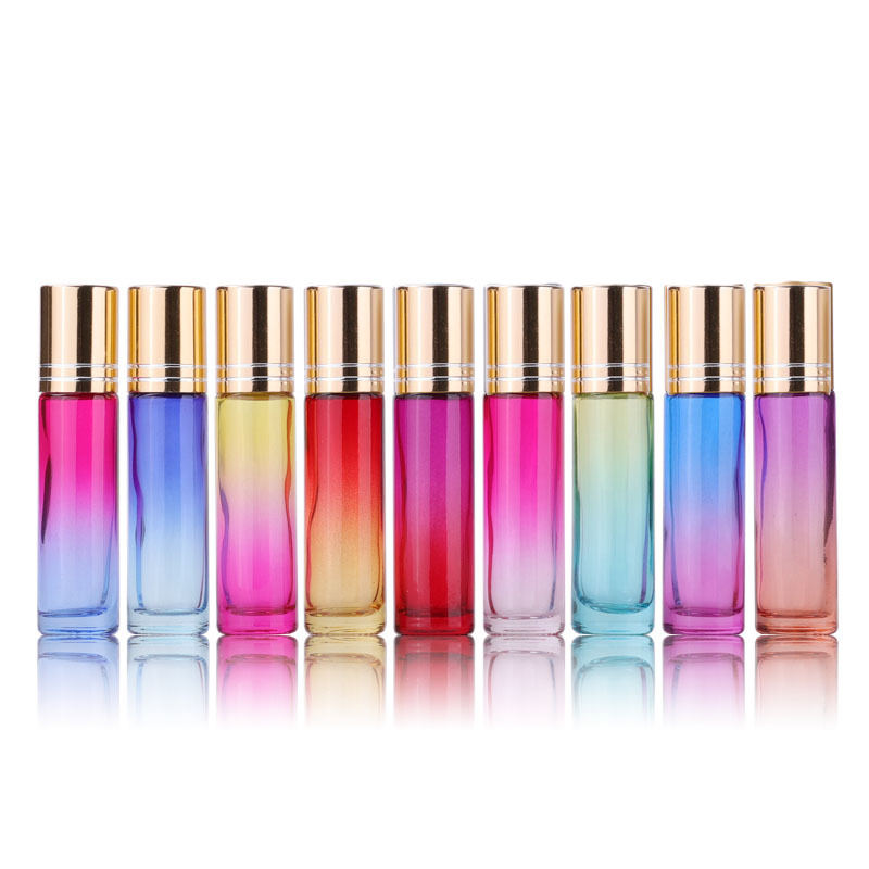 Perfume Fragrance Kit - 10 ชิ้น 10 มิลลิลิตรไล่โทนสีสีแก้วม้วนขวดน้ํามันที่มีลูกกลิ้งโลหะสําหรับน้ํามันหอมระเหยชุดเดินทางน้ําหอมน้ําหอม